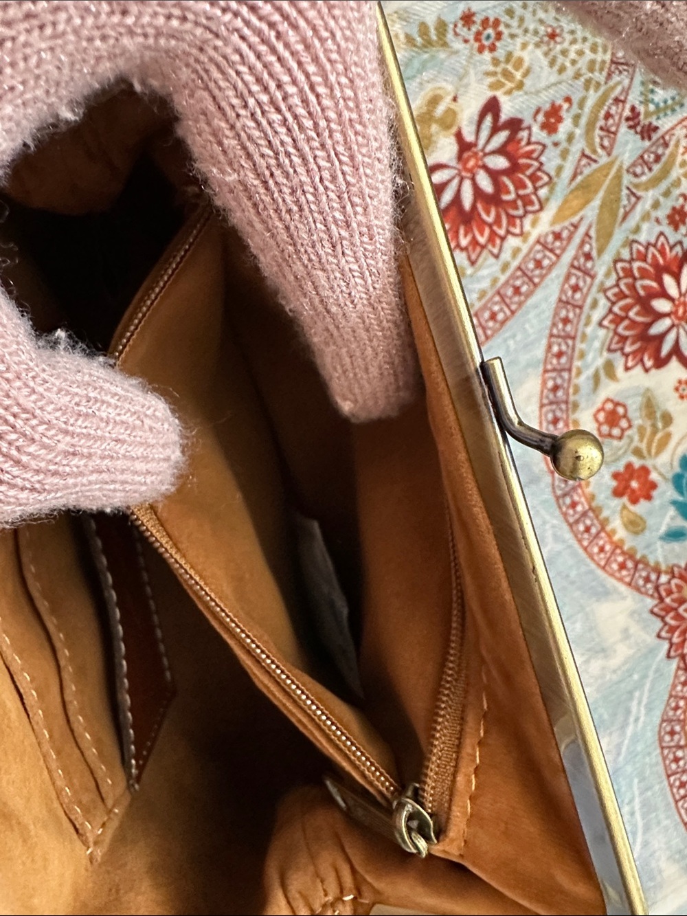 Tan Leather Wristlet Clutch - Picture 6 of 7